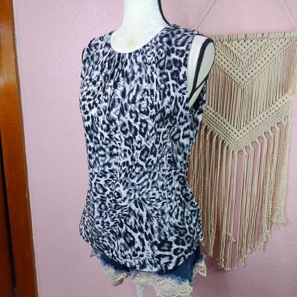 Calvin Klein | Leopard Print Sleeveless Top Medium - Picture 1 of 7